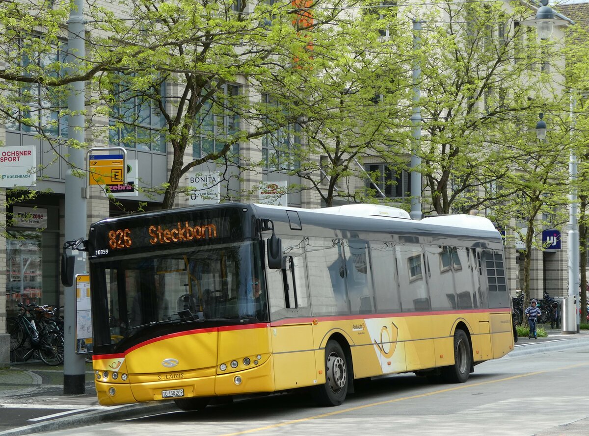 (249'869) - PostAuto Ostschweiz - TG 158'209/PID 10'359 - Solaris (ex Schmidt, Oberbren; ex CarPostal Ouest) am 12. Mai 2023 beim Bahnhof Frauenfeld