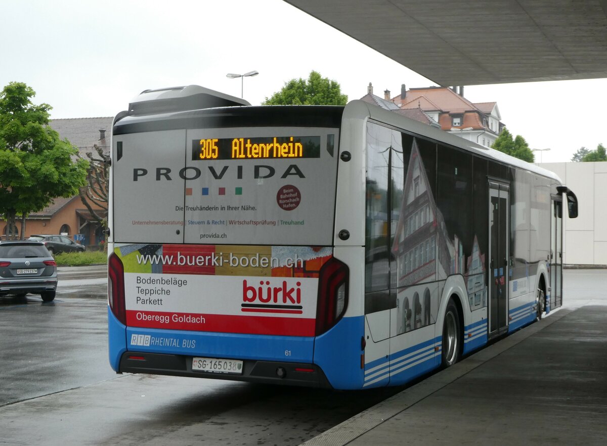 (250'119) - RTB Altsttten - Nr. 61/SG 165'038 - MAN am 16. Mai 2023 beim Bahnhof Rheineck