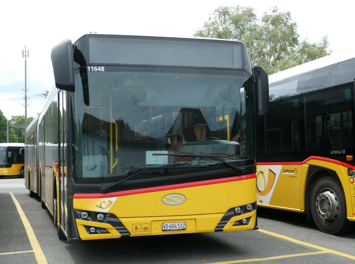 (250'189) - CarPostal Ouest - VD 604'512/PID 11'648 - Solaris am 18. Mai 2023 in Yverdon, Garage