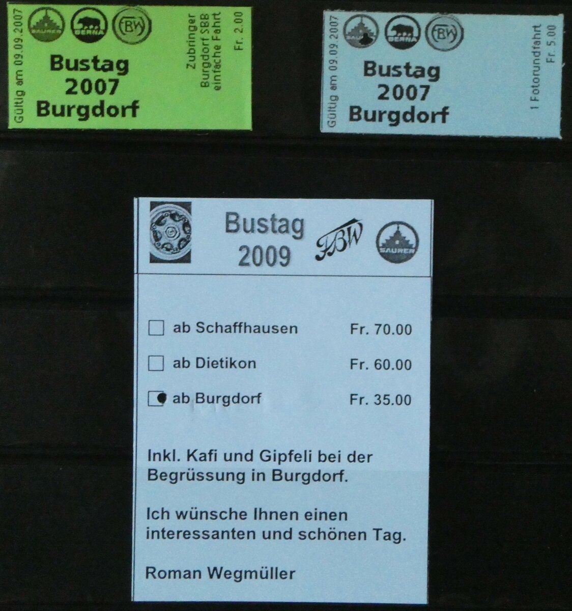 (252'011) - Bustag-Billette am 25. Juni 2023 in Thun