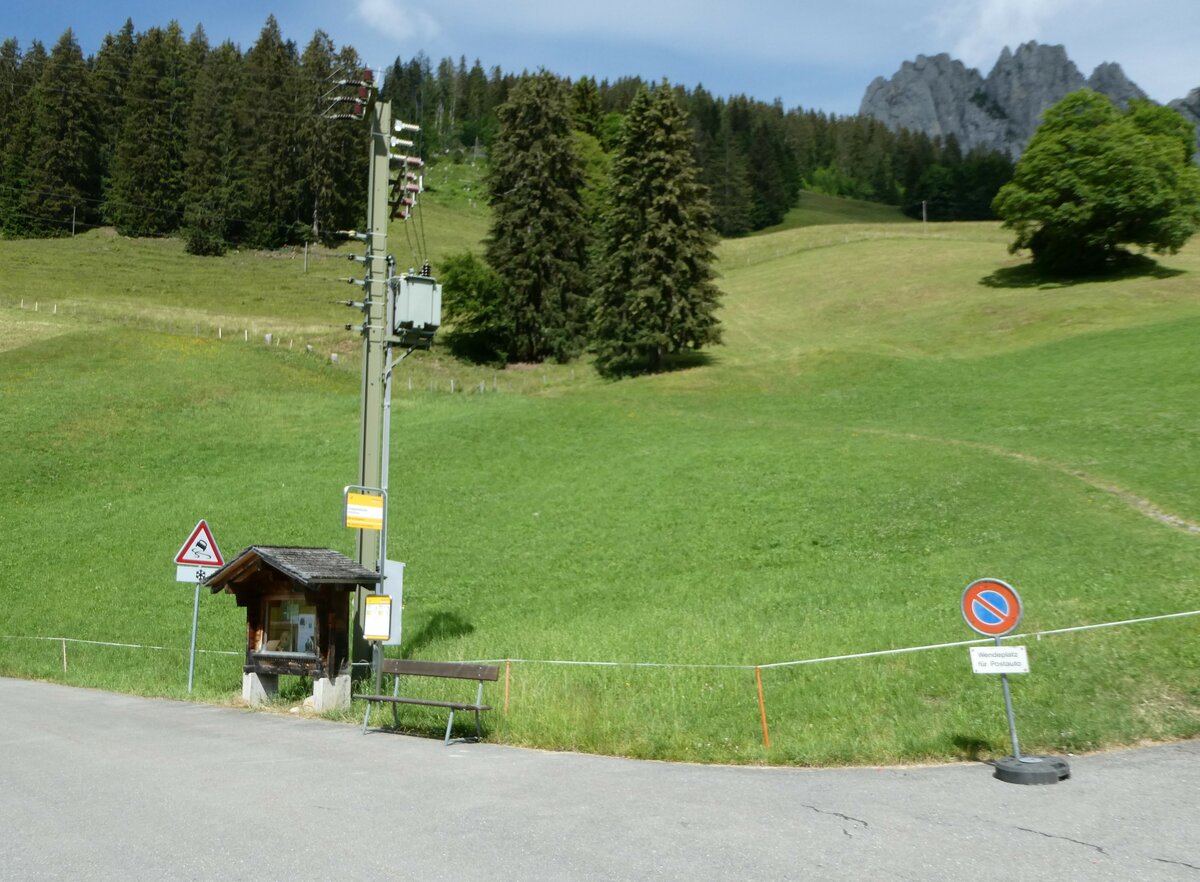 (252'177) - PostAuto-Haltestelle am 1. Juli 2023 in Ablndschen, Chappelematte