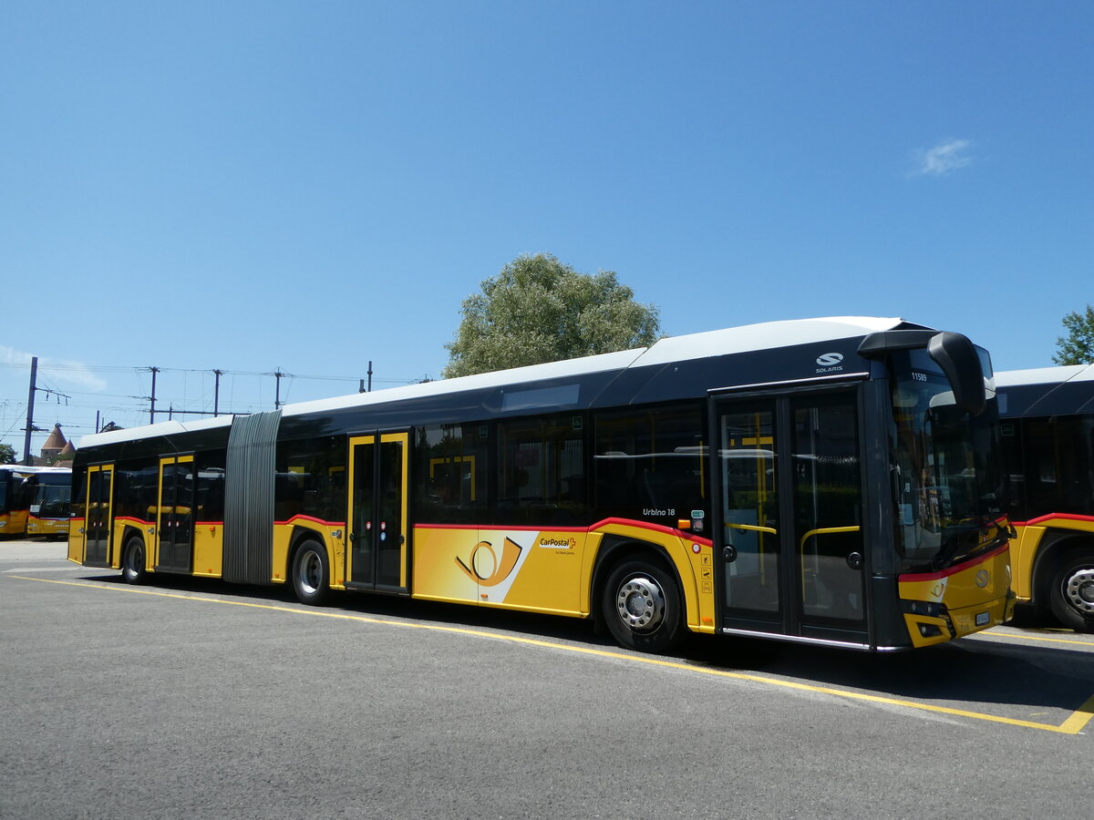 (252'486) - CarPostal Ouest - VD 604'476/PID 11'589 - Solaris am 8. Juli 2023 in Yverdon, Garage