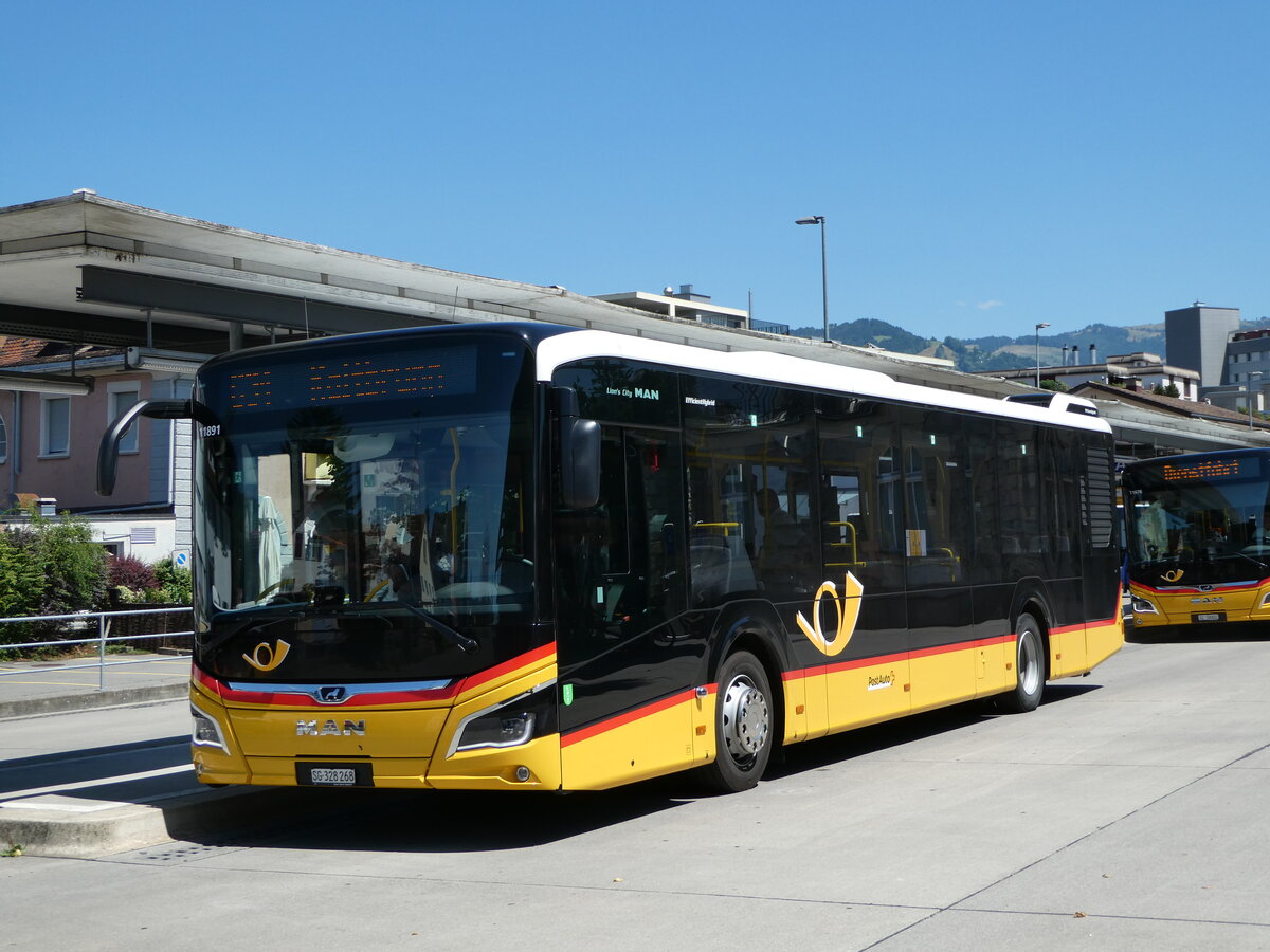 (252'722) - PostAuto Ostschweiz - SG 328'268/PID 11'891 - MAN am 15. Juli 2023 beim Bahnhof Uznach