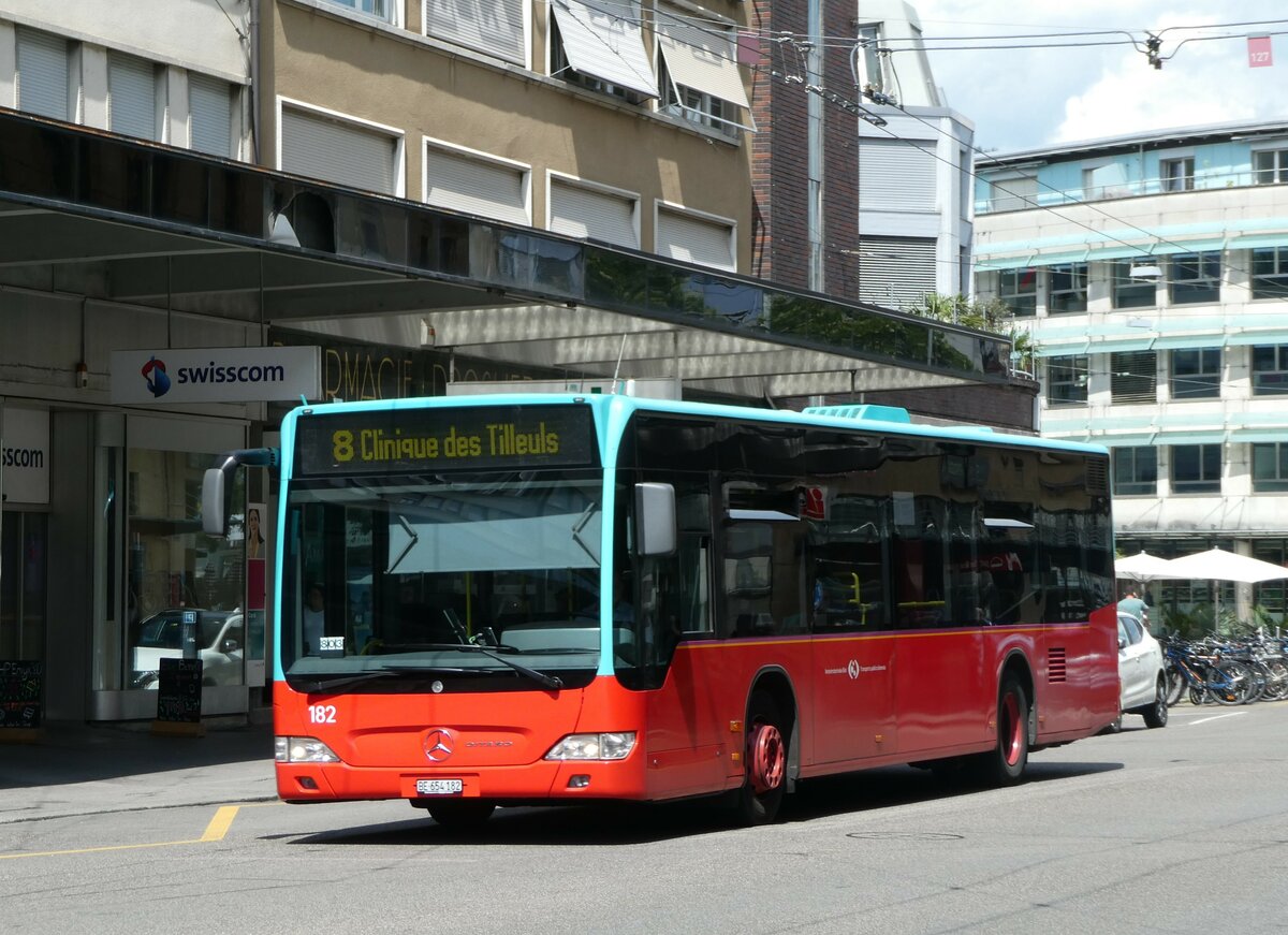 (253'721) - VB Biel - Nr. 182/BE 654'182 - Mercedes am 12. August 2023 beim Bahnhof Biel