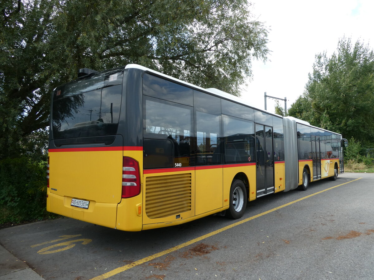 (253'741) - CarPostal Ouest - VD 605'583/PID 5440 - Mercedes (ex JU 1924; ex Nr. 73; ex Stucki, Porrentruy Nr. 20) am 12. August 2023 in Yverdon, Garage