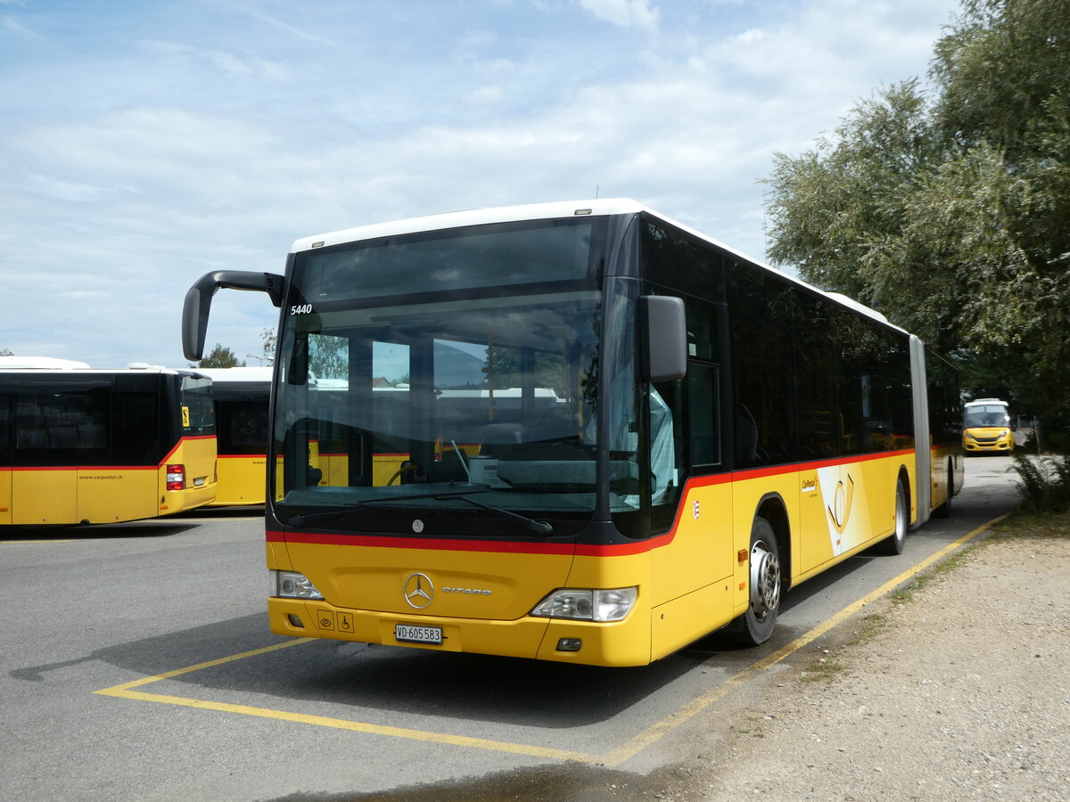 (253'742) - CarPostal Ouest - VD 605'583/PID 5440 - Mercedes (ex JU 1924; ex Nr. 73; ex Stucki, Porrentruy Nr. 20) am 12. August 2023 in Yverdon, Garage