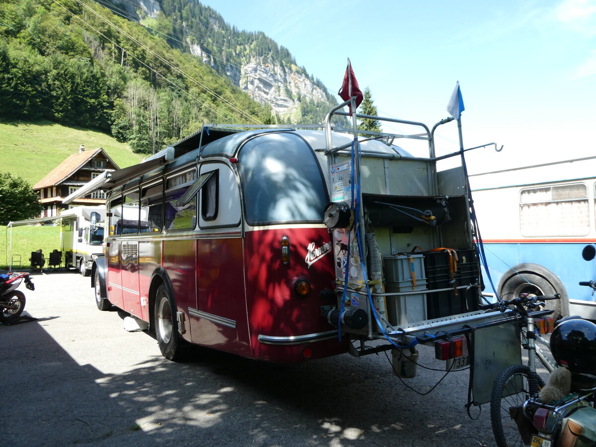 (254'004) - Morger, Horgenberg - ZH 73'310 - Saurer/Tscher (ex P 23'167; ex Casper, Lenzerheide) am 19. August 2023 in Hoch-Ybrig, Talstation Weglosen