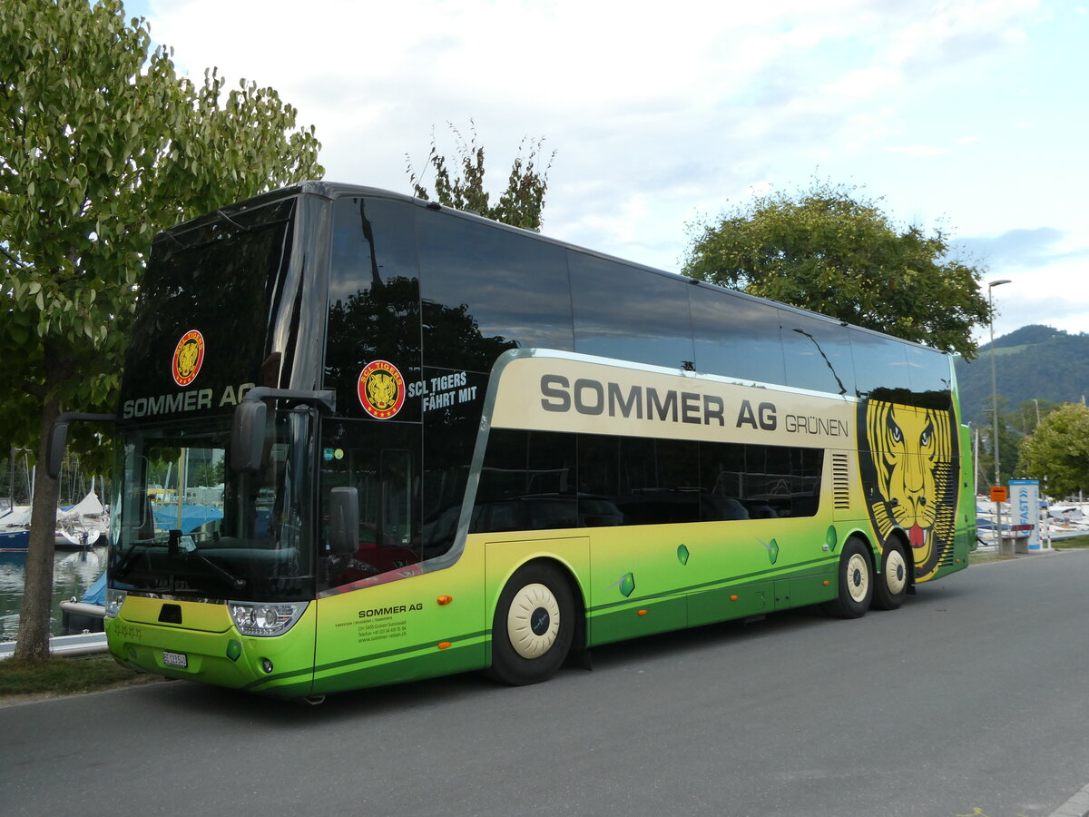 (254'057) - Sommer, Grnen - BE 123'540 - Van Hool am 19. August 2023 in Thun, Strandbad