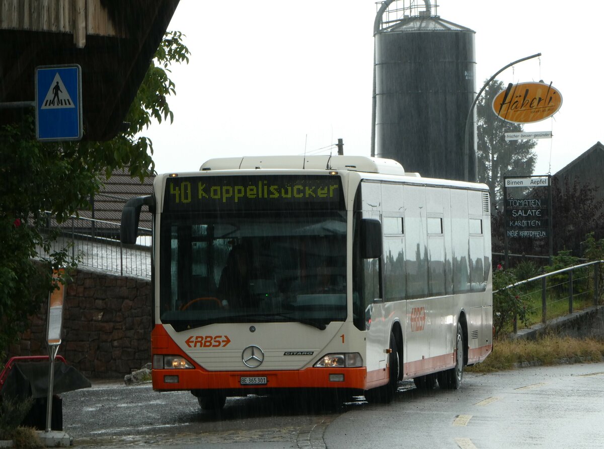 (254'284) - RBS Worblaufen - Nr. 1/BE 365'301 - Mercedes am 28. August 2023 in Allmendingen, Kserei