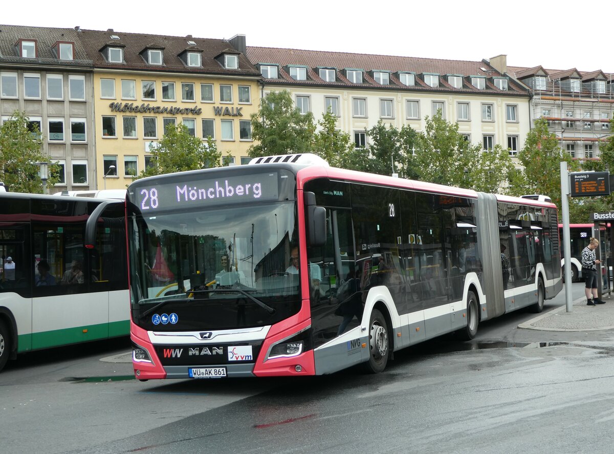 (254'322) - NVG Wrzburg - Nr. 861/W-AK 861 - MAN am 29. August 2023 beim Bahnhof Wrzburg