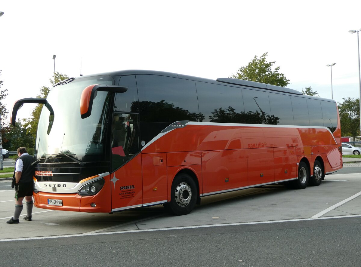 (254'748) - Sprenzel, Bernbeuren - WM-SP 990 - Setra am 3. September 2023 in Berg, Raststtte Frankenwald