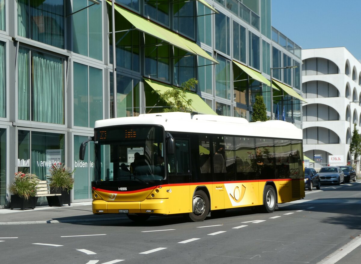 (254'935) - Gessinger, Bad Ragaz - SG 487'926/PID 11'608 - Scania/Hess (ex GR 102'390) am 8. September 2023 in Landquart, Bahnhofstrasse