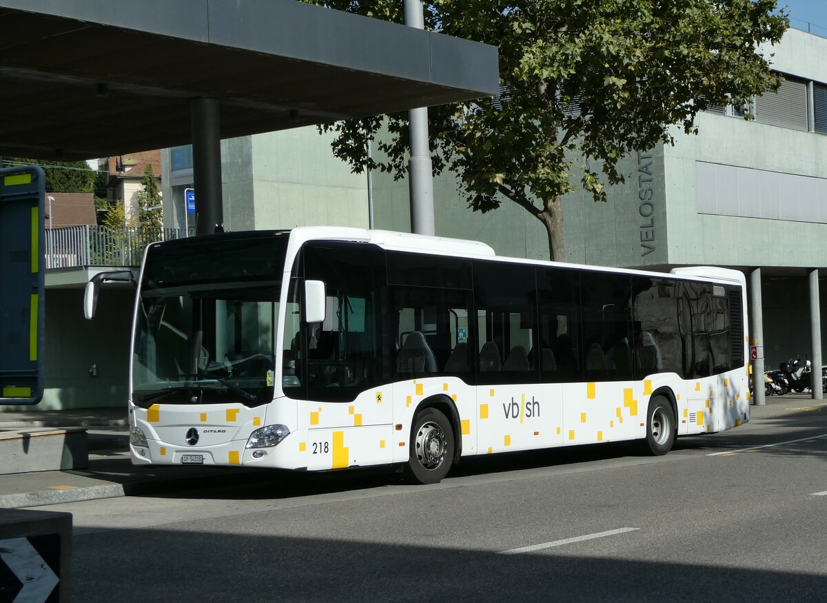 (255'257) - VBSH Schaffhausen - Nr. 218/SH 54'318 - Mercedes (ex SB Schaffhausen Nr. 18) am 17. September 2023 beim Bahnhof Schaffhausen