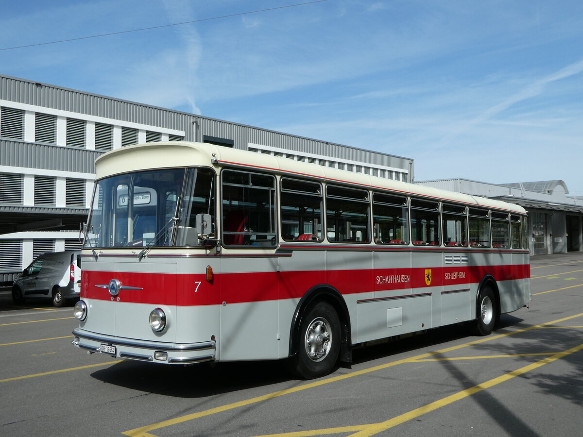 (255'355) - Borer, Neuhausen - Nr. 7/SH 19'684 - Saurer/Tscher (ex Heiniger, Btzberg; ex ASS Schleitheim Nr. 22; ex ASS Schleitheim Nr. 7) am 17. September 2023 in Schaffhausen, Busdepot VBSH