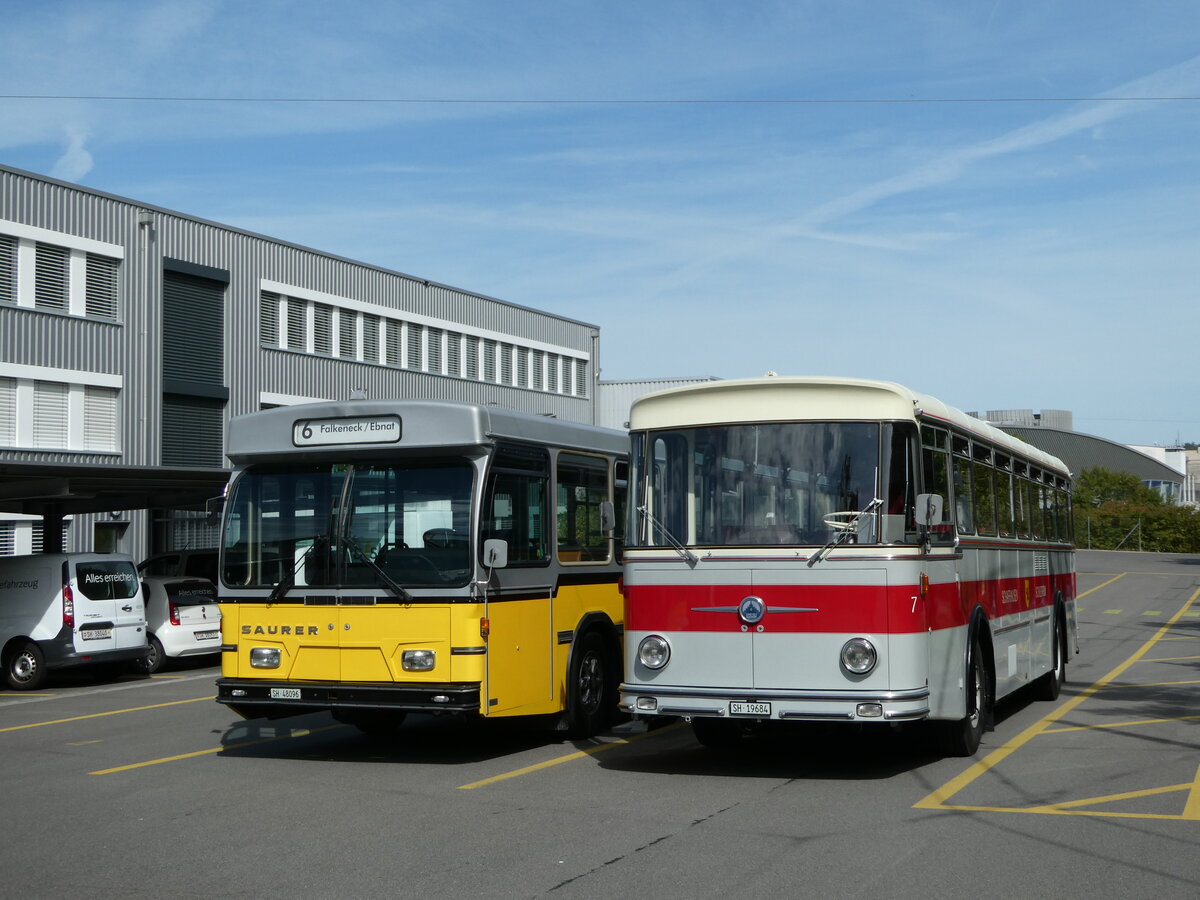 (255'362) - Borer, Neuhausen - Nr. 7/SH 19'684 - Saurer/Tscher (ex Heiniger, Btzberg; ex ASS Schleitheim Nr. 22; ex ASS Schleitheim Nr. 7) am 17. September 2023 in Schaffhausen, Depot VBSH