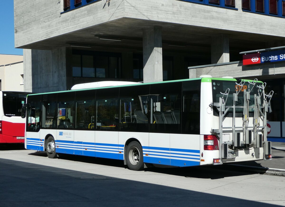 (255'619) - RTB Altsttten - Nr. 912/SG 482'208 - MAN (ex PostBus/A BD 15'356) am 26. September 2023 beim Bahnhof Buchs