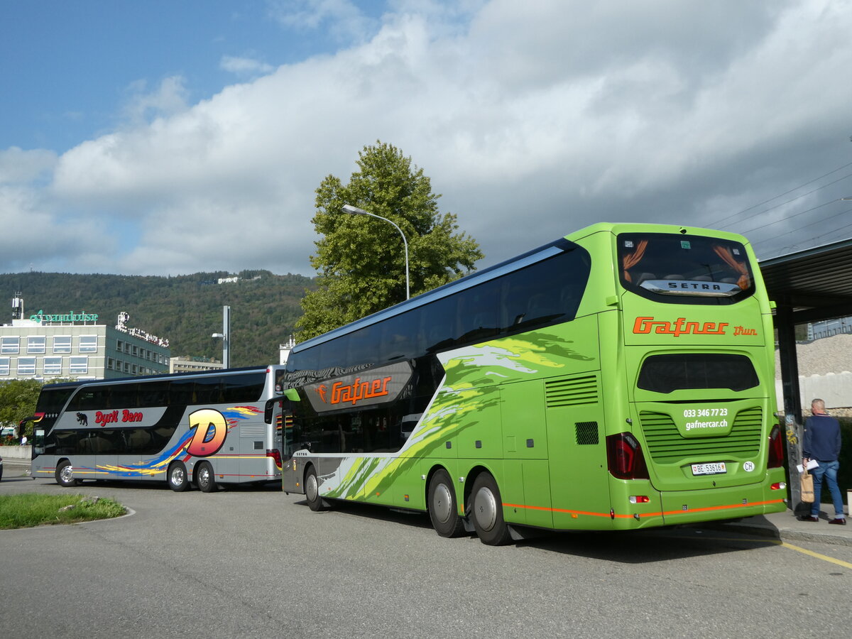 (255'713) - Gafner, Thun - Nr. 3/BE 53'616 - Setra (ex Sommer, Grnen; ex VIP Transport, LV-Riga) am 30. September 2023 in Biel, Car Terminal