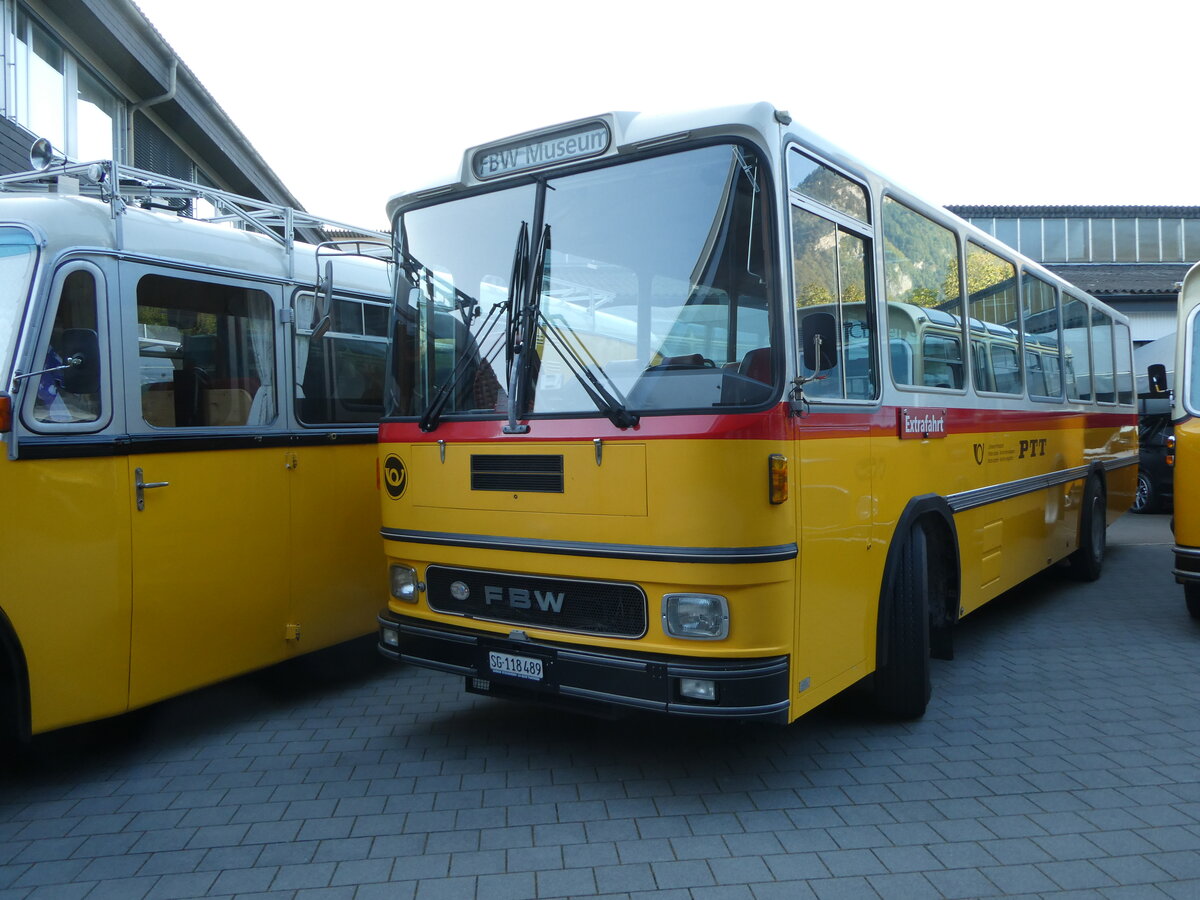 (255'901) - Soltermann, Bichwil - SG 118'489 - FBW/Hess (ex Tiemann, Hombrechtikon Nr. 10; ex AAGU Altdorf Nr. 10) am 7. Oktober 2023 in Nfels, FBW-Museum