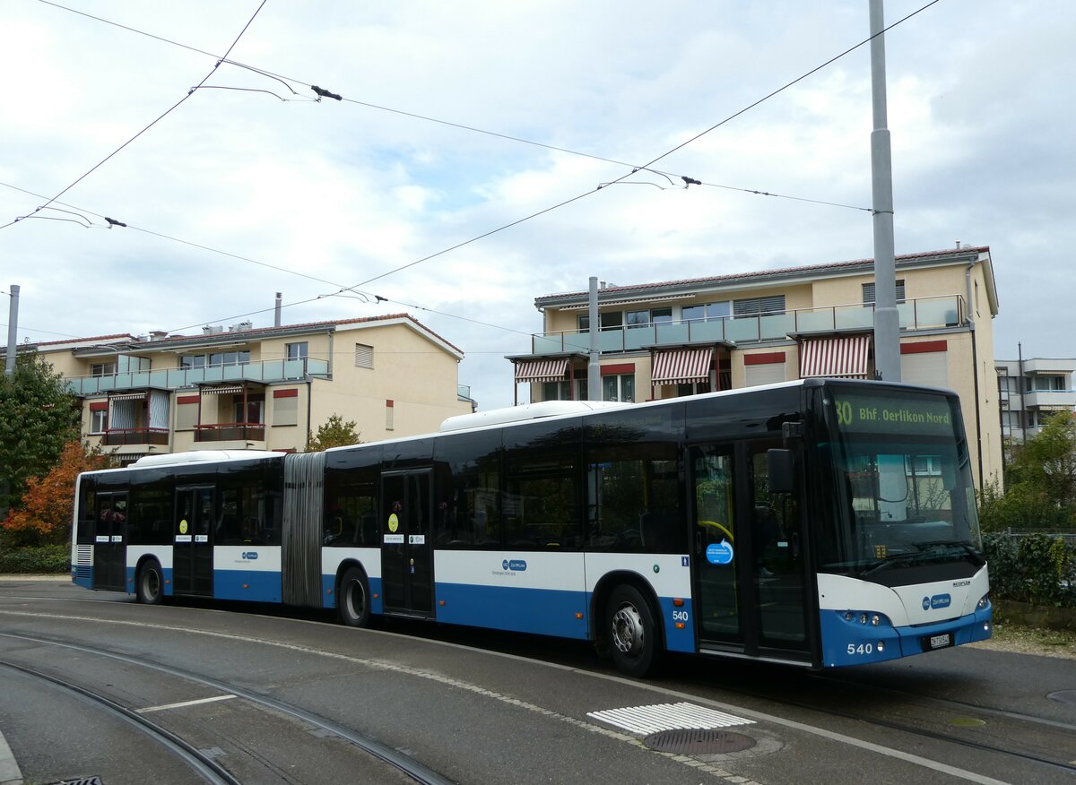 (256'275) - VBZ Zrich - Nr. 540/ZH 730'540 - Neoplan am 21. Oktober 2023 in Zrich, Albisrieden 