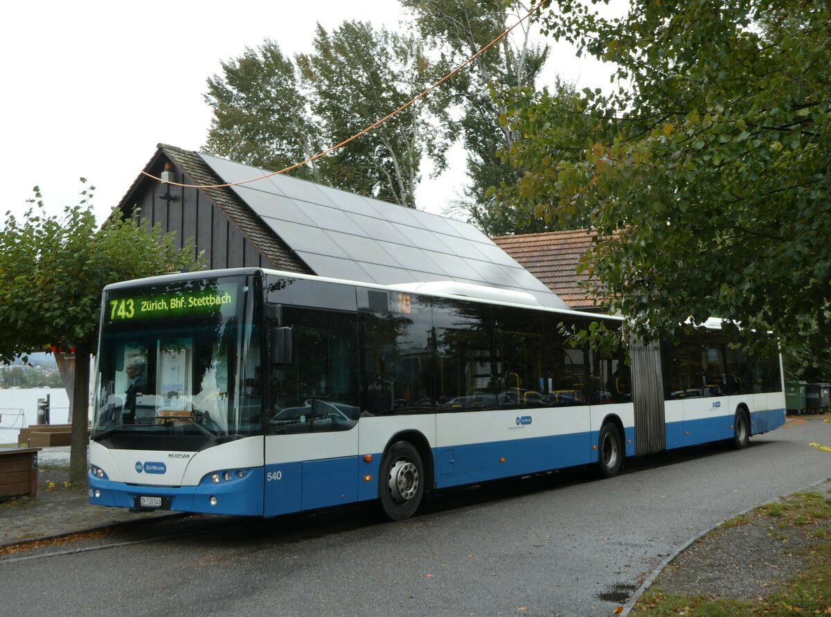 (256'315) - VBZ Zrich - Nr. 540/ZH 730'540 - Neoplan am 21. Oktober 2023 in Maur, See