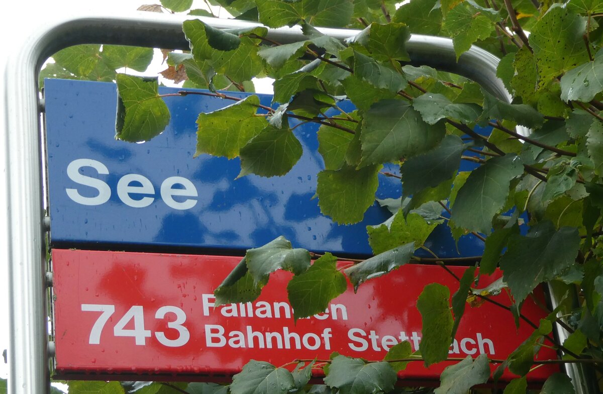 (256'321) - ZVV-Haltestellenschild - Maur, See - am 21. Oktober 2023