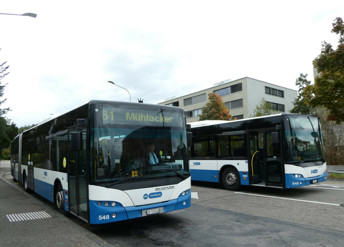 (256'331) - VBZ Zrich - Nr. 548/ZH 730'548 - Neoplan am 21. Oktober 2023 beim Bahnhof Zrich Affoltern