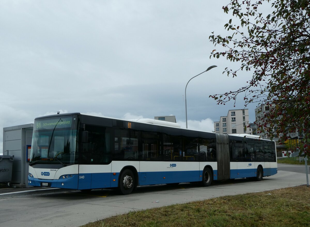 (256'350) - VBZ Zrich - Nr. 540/ZH 730'540 - Neoplan am 21. Oktober 2023 in Zrich, Mhlacker