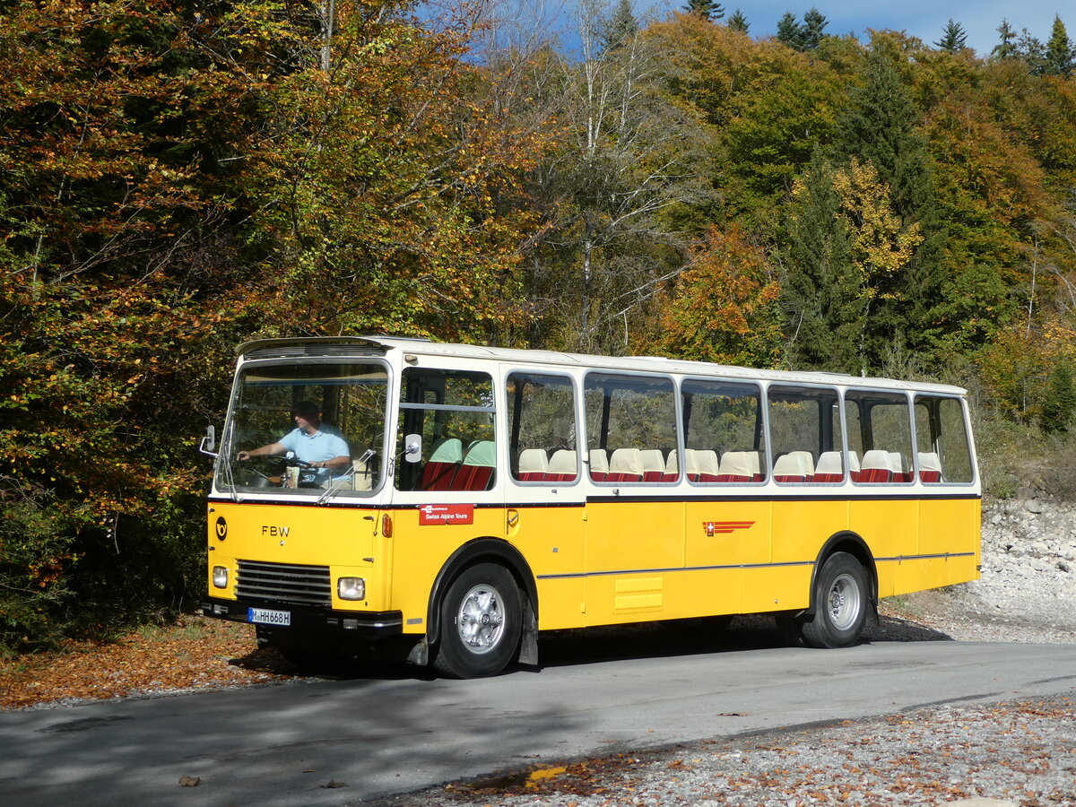 (256'487) - Aus Deutschland: Hahn, Mnchen - M-HH 668H - FBW/FHS (ex Michels, Schmallenberg; ex FRAM Drachten/NL Nr. 5; ex P 24'184) am 28. Oktober 2023 in Giswil, Aue Steinibach