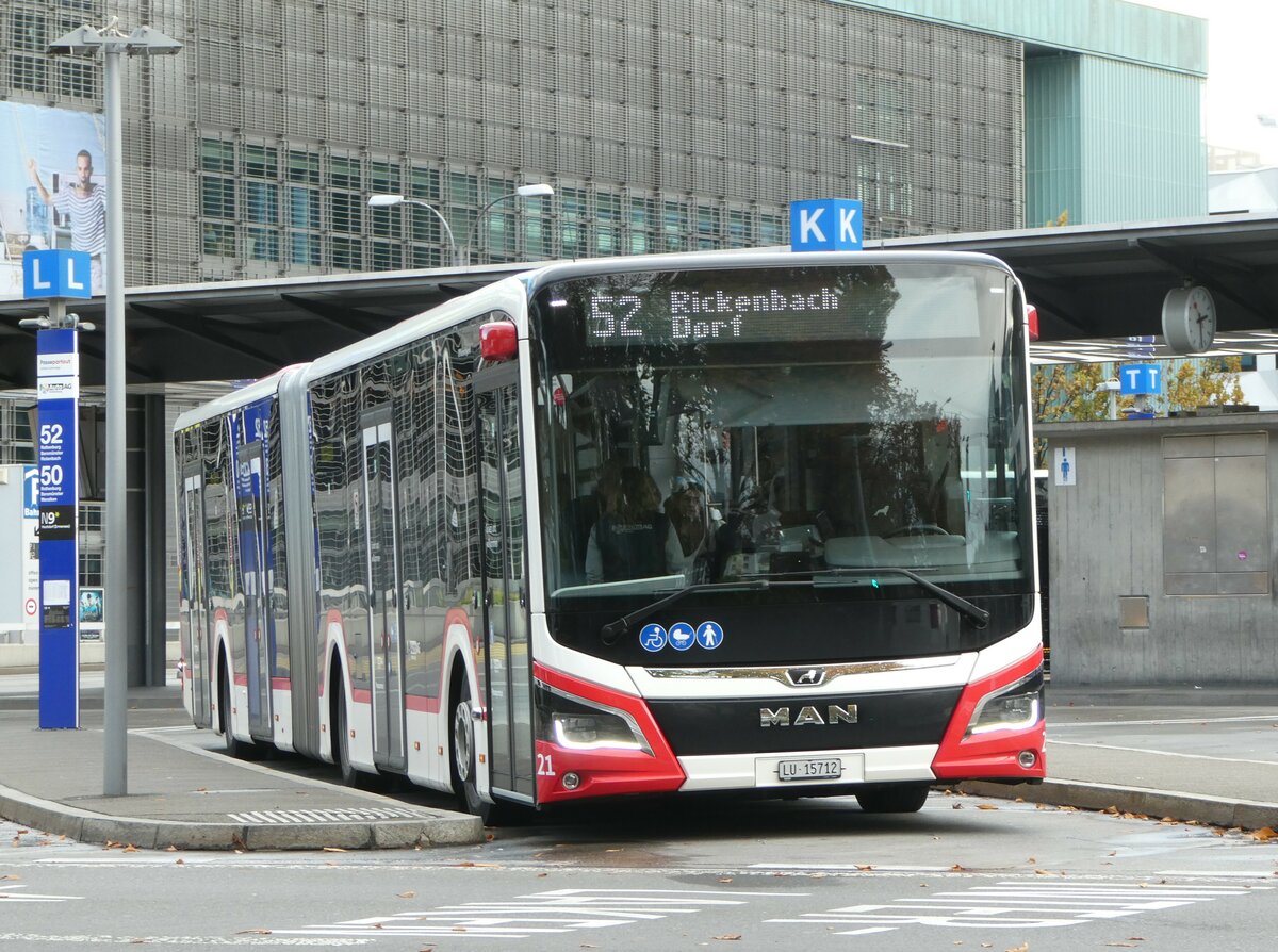 (256'892) - AAGR Rothenburg - Nr. 21/LU 15'712 - MAN am 10. November 2023 beim Bahnhof Luzern