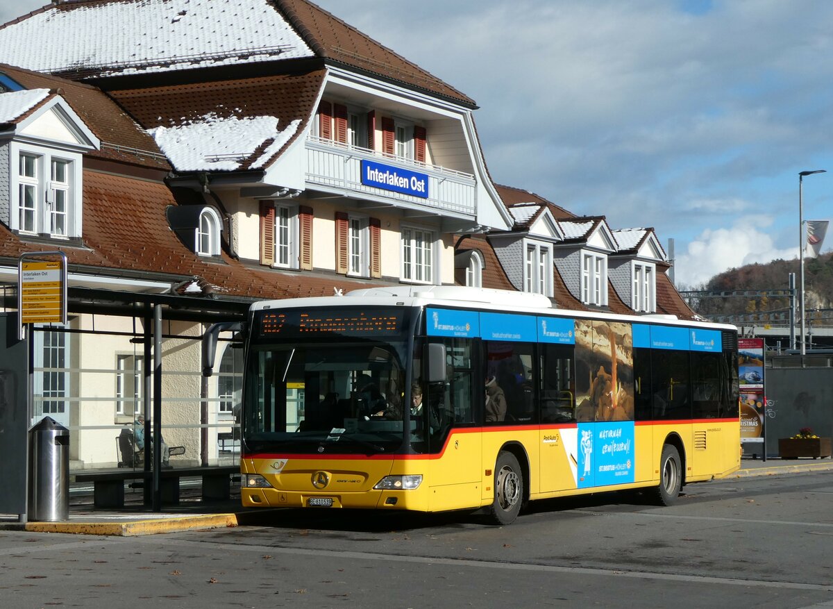 (257'237) - PostAuto Bern - BE 610'539/PID 5270 - Mercedes (ex BE 700'281; ex Schmocker, Stechelberg Nr. 2) am 26. November 2023 beim Bahnhof Interlaken Ost