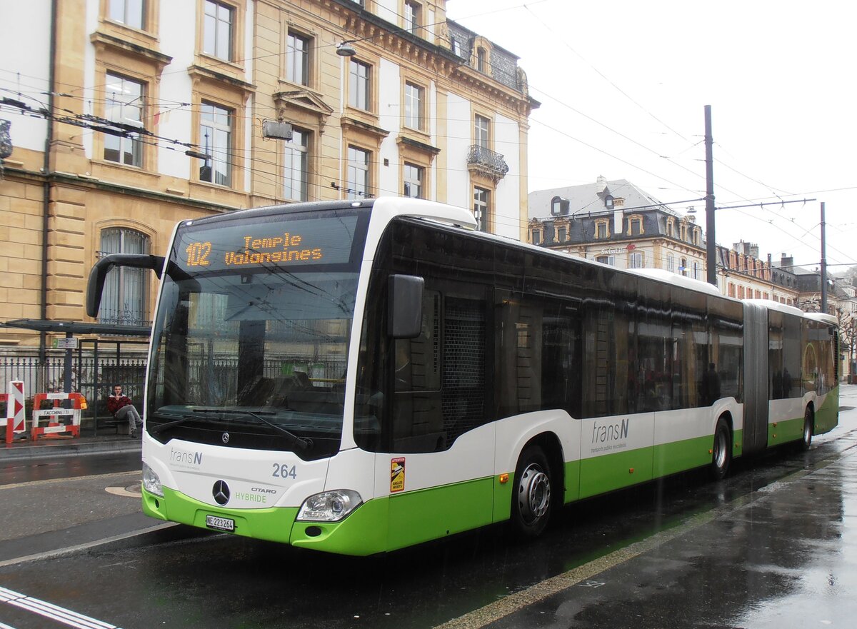 (257'583) - transN, La Chaux-de-Fonds - Nr. 264/NE 223'264 - Mercedes am 11. Dezember 2023 in Neuchtel, Place Pury