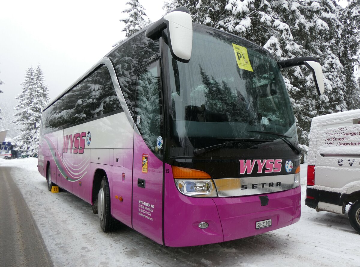 (258'260) - Wyss, Boningen - Nr. 55/SO 21'100 - Setra am 6. Januar 2024 in Adelboden, Unter dem Birg