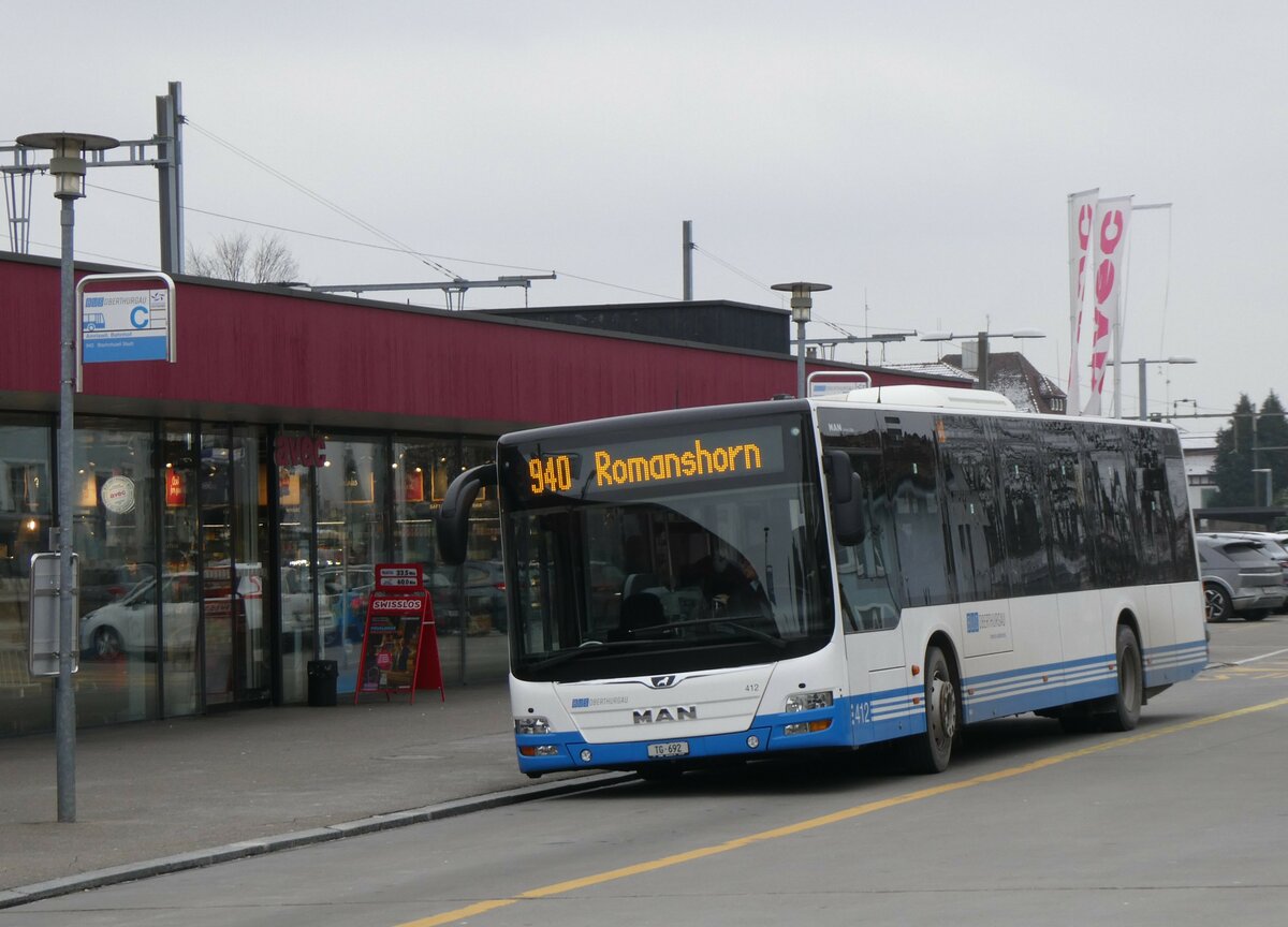 (258'525) - BOTG Amriswil - Nr. 412/TG 692 - MAN am 9. Januar 2024 beim Bahnhof Amriswil