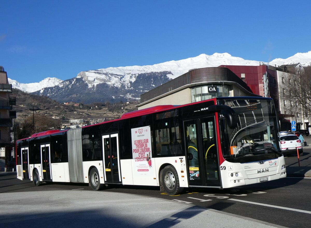 (258'567) - PostAuto Wallis - Nr. 59/VS 500'433 - MAN am 11. Januar 2024 beim Bahnhof Sion