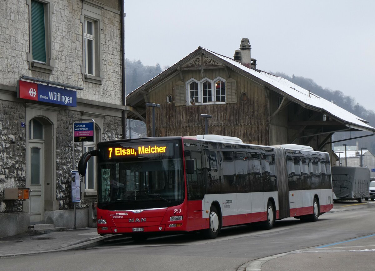 (258'724) - SW Winterthur - Nr. 359/ZH 886'359 - MAN am 13. Januar 2024 beim Bahnhof Winterthur Wlflingen