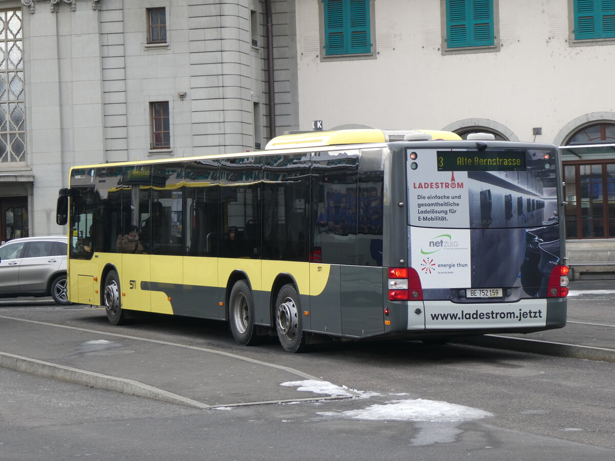 (258'809) - STI Thun - Nr. 159/BE 752'159 - MAN am 22. Januar 2024 beim Bahnhof Thun