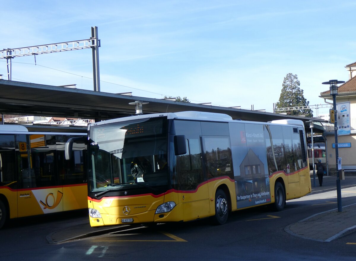 (258'984) - PostAuto Bern - BE 637'781/PID 11'216 - Mercedes am 29. Januar 2024 beim Bahnhof Spiez