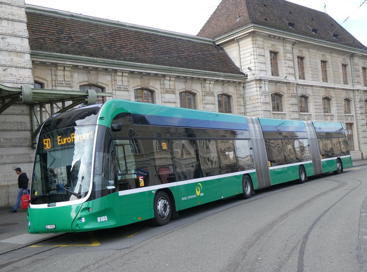 (259'019) - BVB Basel - Nr. 9105/BS 99'805 - eHess am 30. Januar 2024 beim Bahnhof Basel