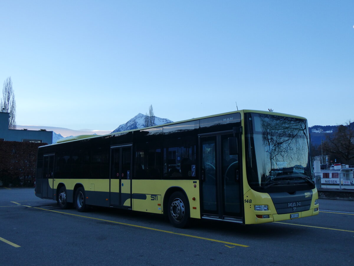 (259'070) - STI Thun - Nr. 148/BE 801'148 - MAN am 3. Februar 2024 bei der Schifflndte Thun