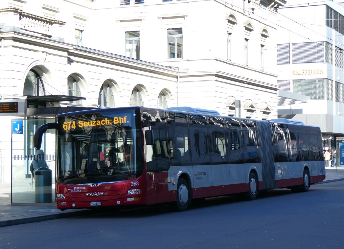 (259'104) - SW Winterthur - Nr. 368/ZH 473'368 - MAN am 3. Februar 2024 beim Hauptbahnhof Winterthur