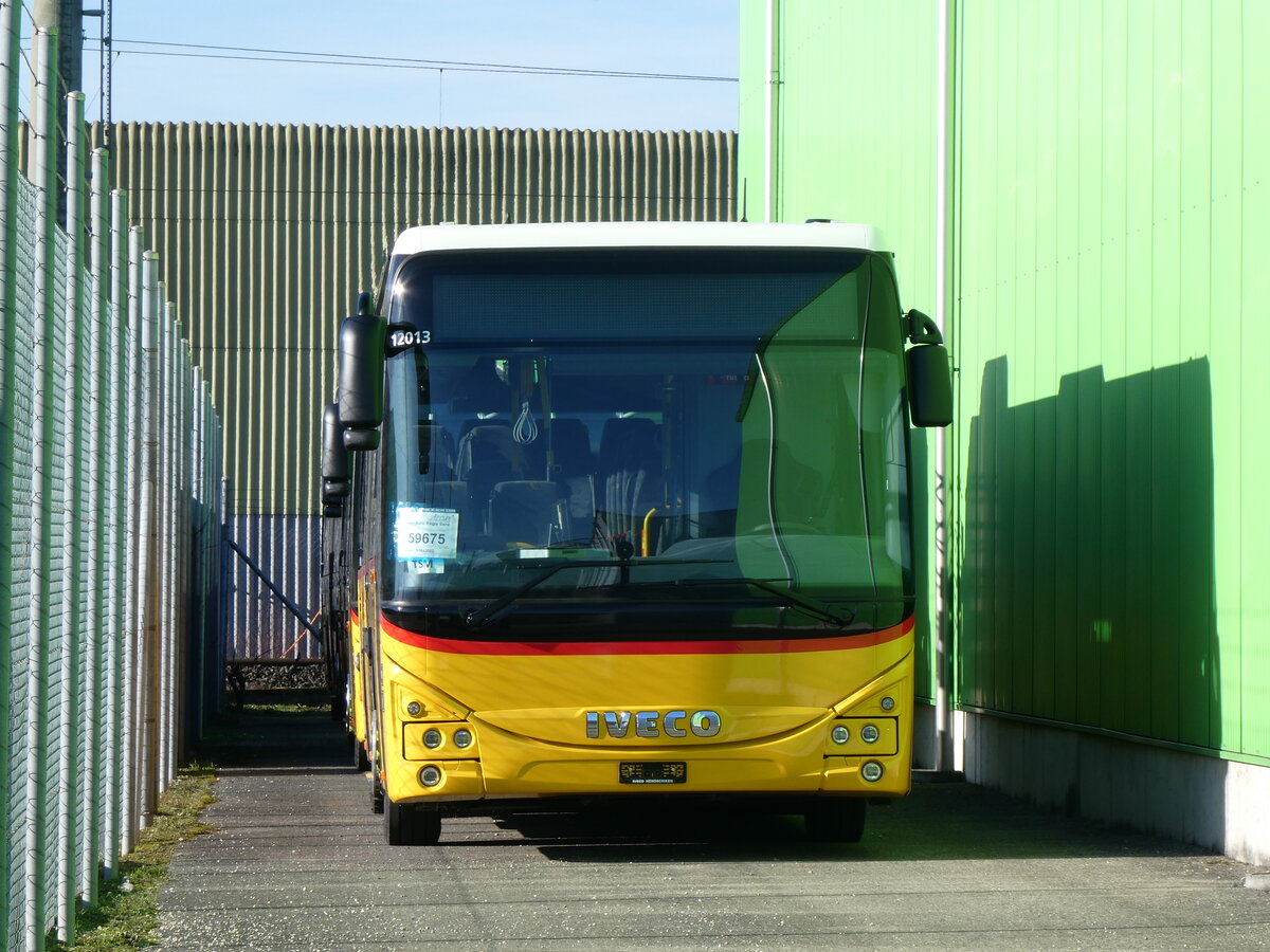 (259'125) - PostAuto Graubnden - PID 12'013 - Iveco am 3. Februar 2024 in Kerzers, ex Fritz Kipfer