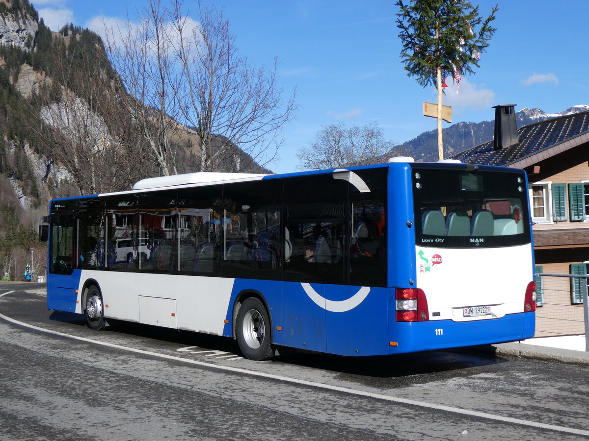 (259'290) - Koch, Giswil - Nr. 111/OW 29'122 - MAN (ex TPN Nyon Nr. 111) am 13. Februar 2024 auf der Stckalp