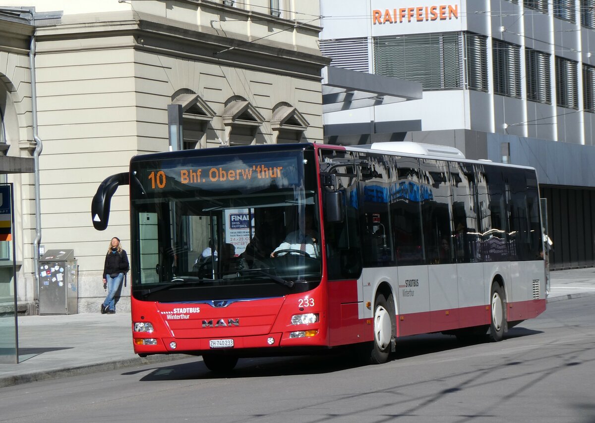 (259'572) - SW Winterthur - Nr. 233/ZH 740'233 - MAN am 24. Februar 2024 beim Hauptbahnhof Winterthur