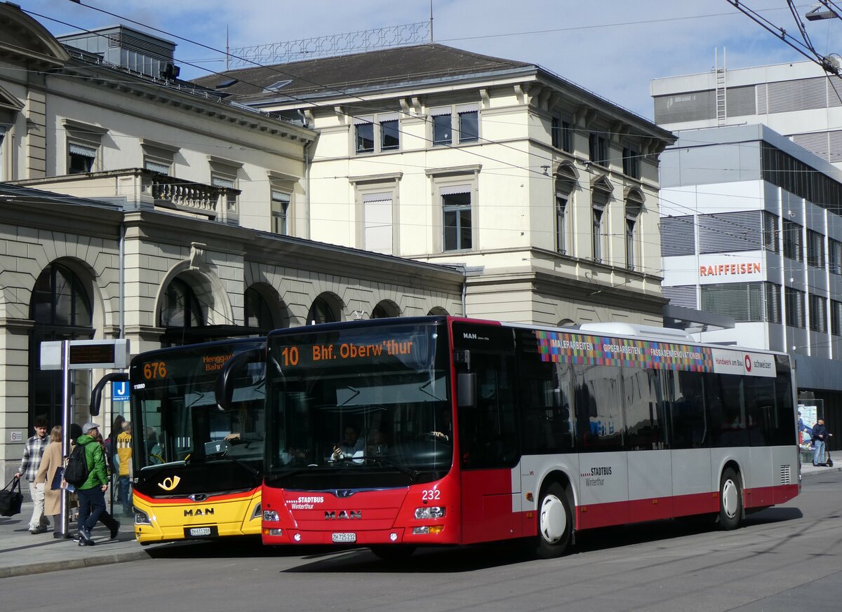 (259'578) - SW Winterthur - Nr. 232/ZH 725'232 - MAN am 24. Februar 2024 beim Hauptbahnhof Winterthur