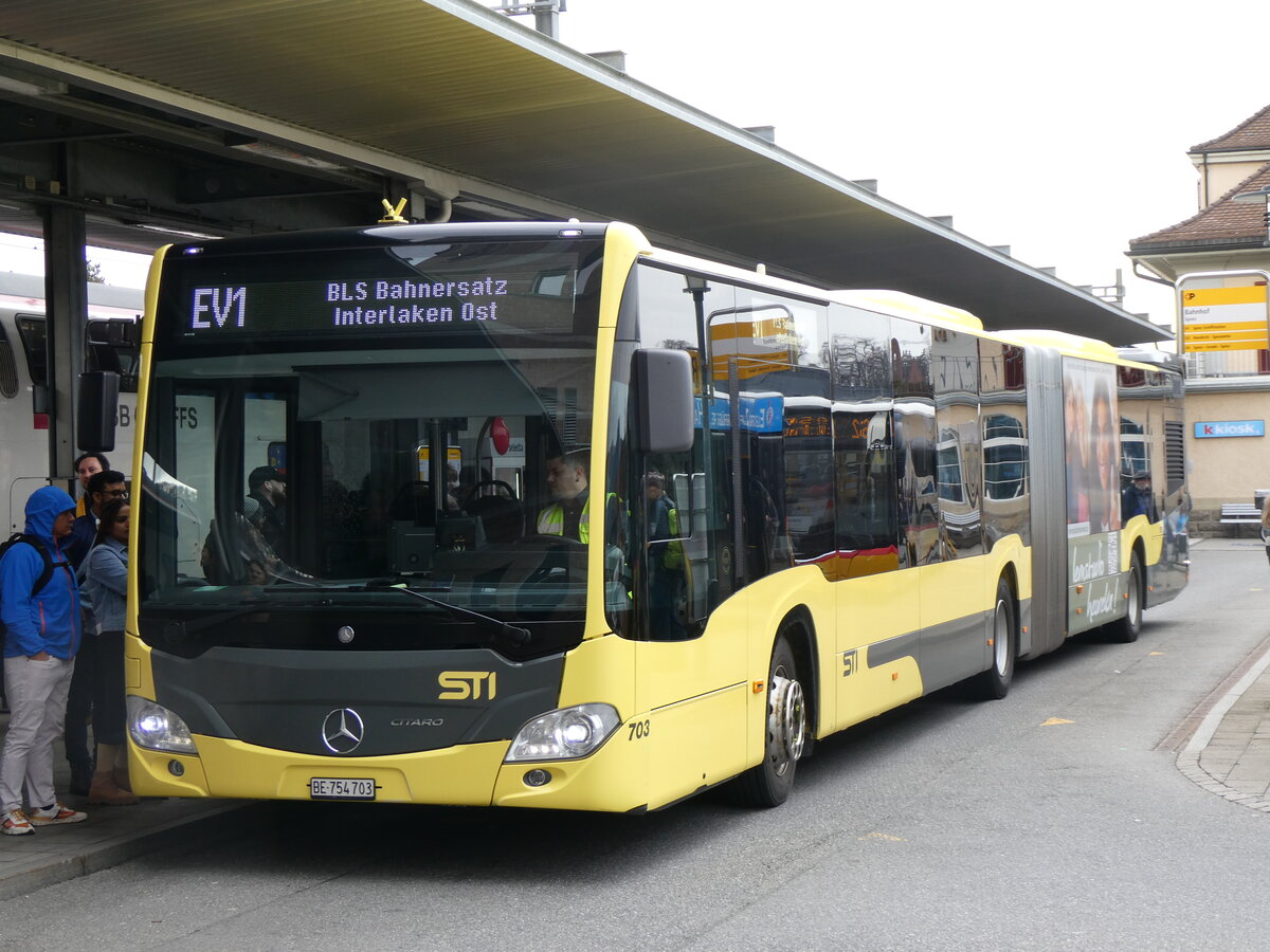 (259'655) - STI Thun - Nr. 703/BE 754'703 - Mercedes am 26. Februar 2024 beim Bahnhof Spiez