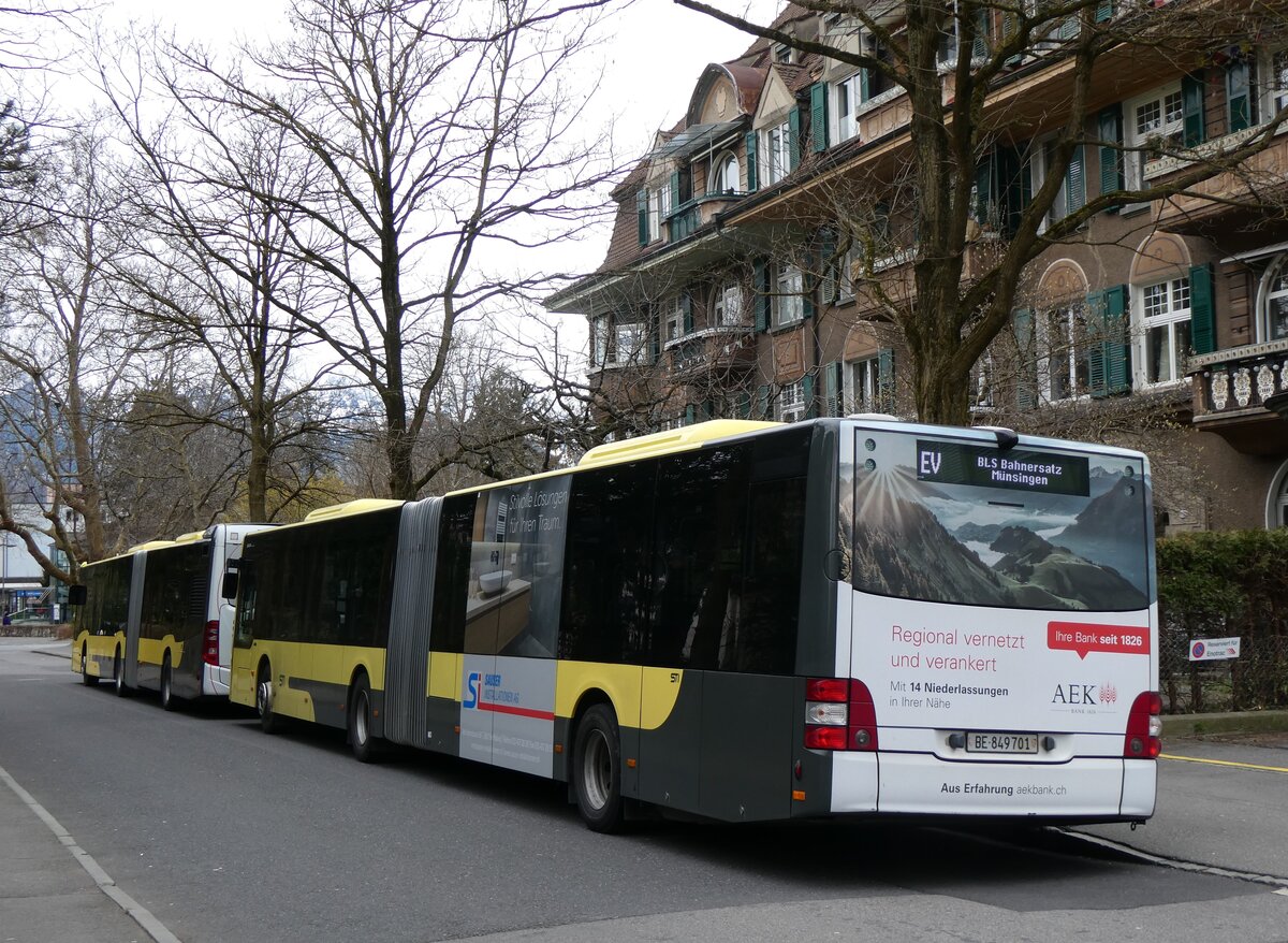 (260'250) - STI Thun - Nr. 701/BE 849'701 - MAN am 10. Mrz 2024 beim Bahnhof Thun (Kante X)