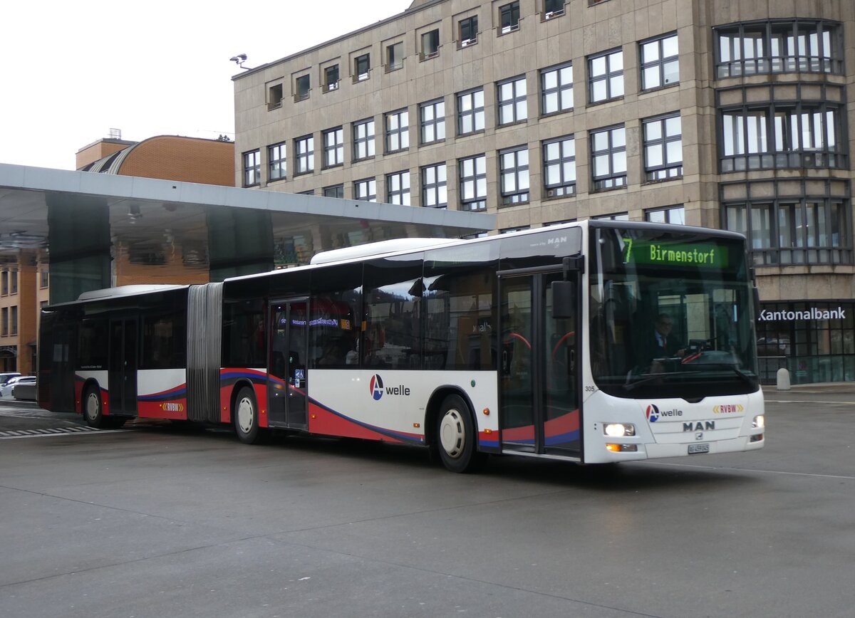 (260'743) - Twerenbold, Baden - Nr. 305/AG 459'045 - MAN am 28. Mrz 2024 beim Bahnhof Baden