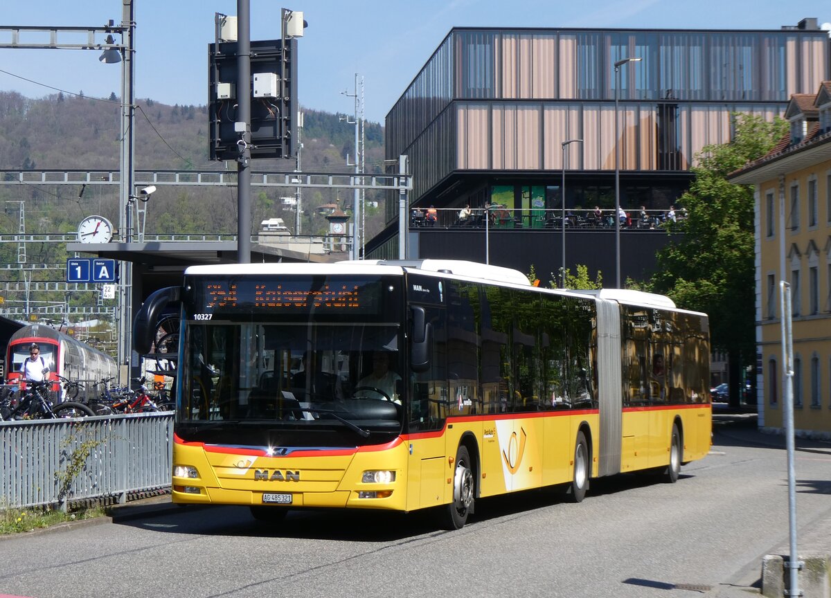 (261'160) - PostAuto Nordschweiz - AG 485'321/PID 10'327 - MAN am 12. April 2024 beim Bahnhof Baden