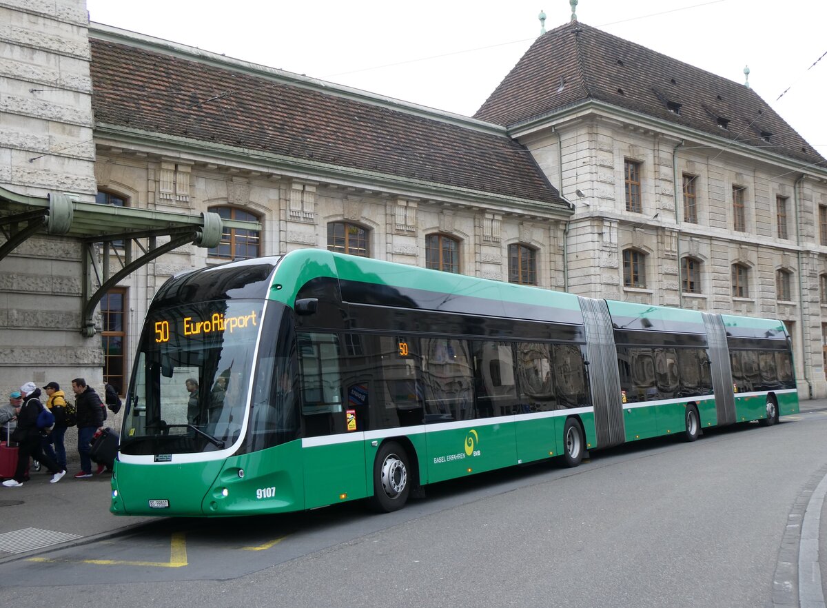 (261'529) - BVB Basel - Nr. 9107/BS 99'807 - eHess am 19. April 2024 beim Bahnhof Basel