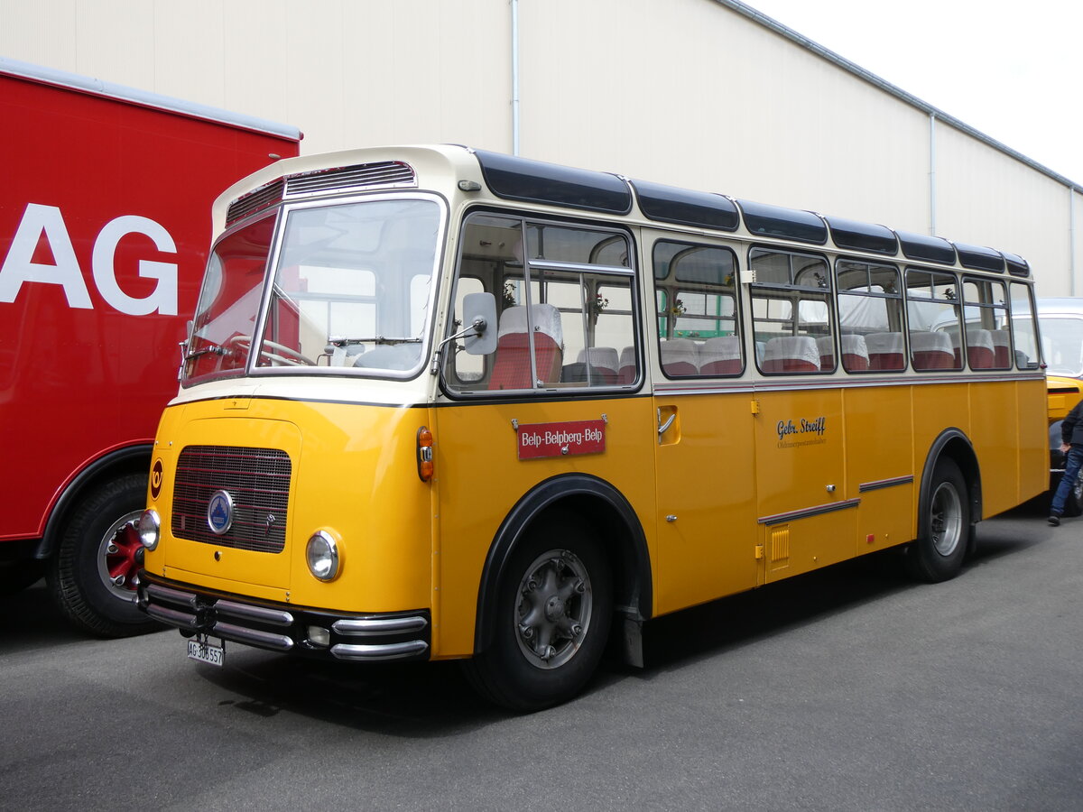 (262'003) - Streiff, Gelterkinden - AG 306'557 - Saurer/Gangloff (ex Oldie-Tours Zrisee, Wollerau; ex OTAG, Wald; ex Leibundgut, Obergoldbach; ex Krebs, Belpberg) am 4. Mai 2024 in Attikon, Wegmller